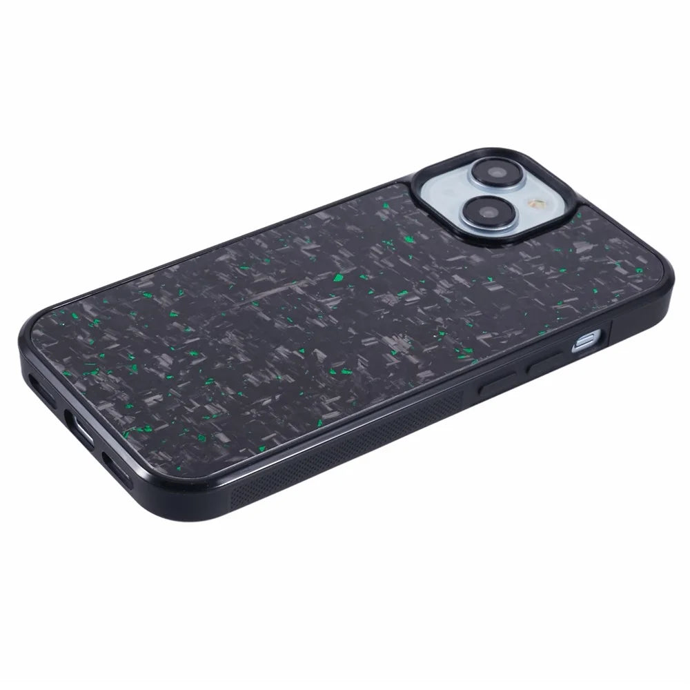 For iPhone 13 Magnetic Case Forged Texture Aramid Fiber+TPU Anti-Slip Phone Cover - Green - 5