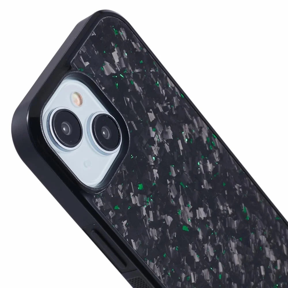 For iPhone 13 Magnetic Case Forged Texture Aramid Fiber+TPU Anti-Slip Phone Cover - Green - 7