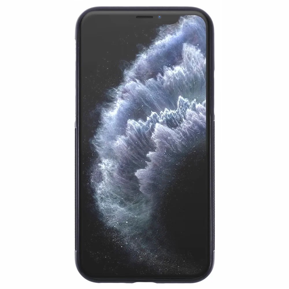 For iPhone 11 Pro Max Magnetic Case Forged Texture Aramid Fiber+TPU Anti-Slip Phone Cover - Black - 2