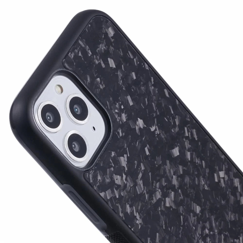 For iPhone 11 Pro Max Magnetic Case Forged Texture Aramid Fiber+TPU Anti-Slip Phone Cover - Black - 6