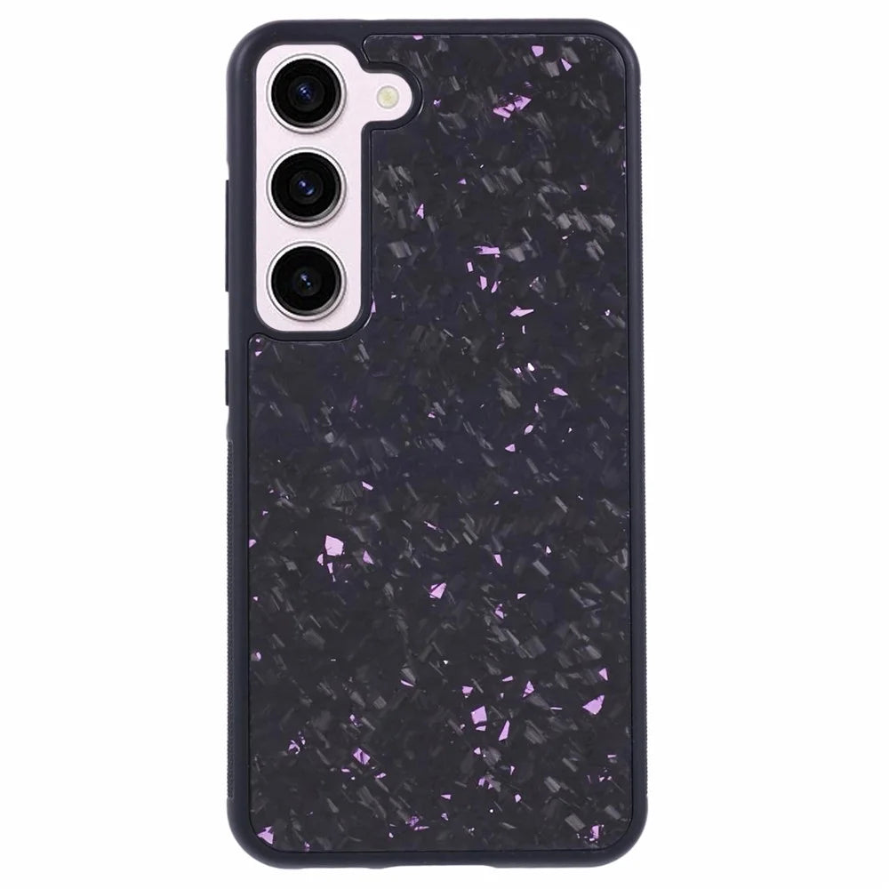 For Samsung Galaxy S23+ Magnetic Case Forged Texture Aramid Fiber+TPU Anti-Slip Phone Cover - Purple - 1