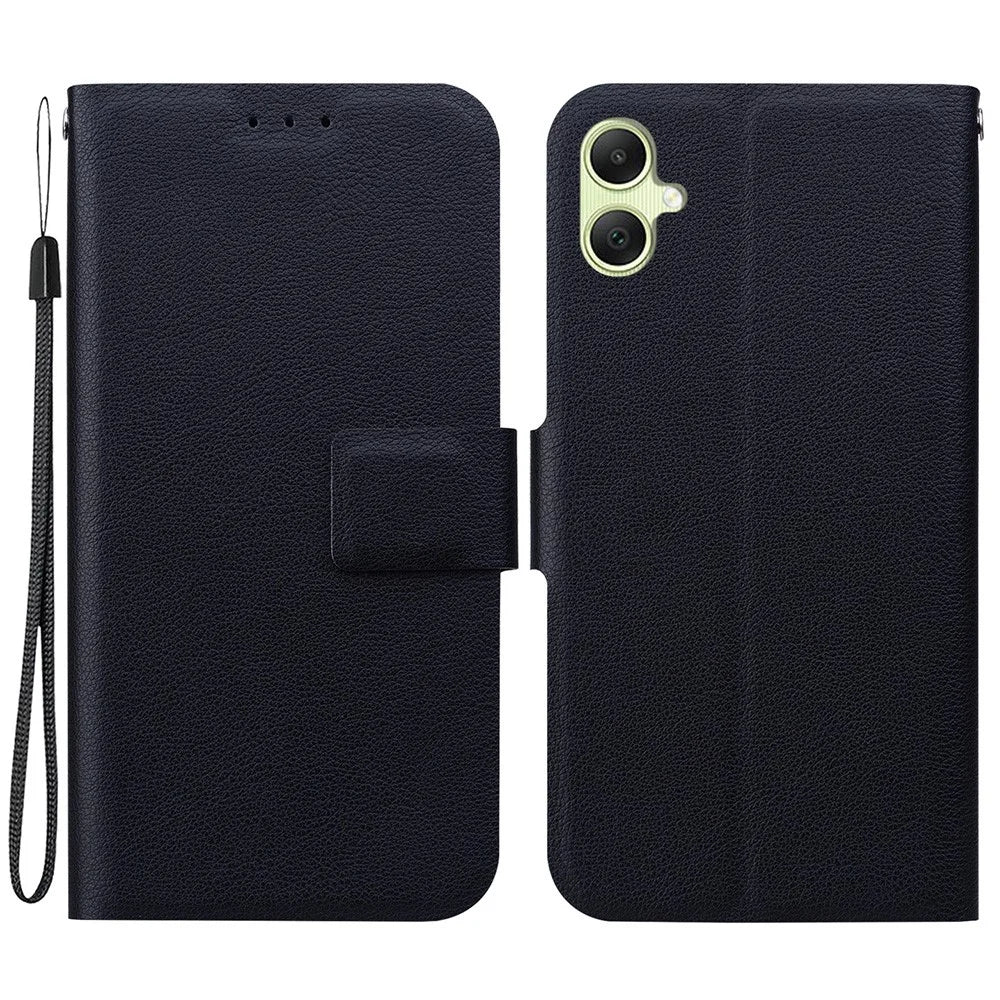 For Samsung Galaxy A05 4G Case Ultra-Thin PU Leather + TPU Phone Cover with Card Slot - Black - 1