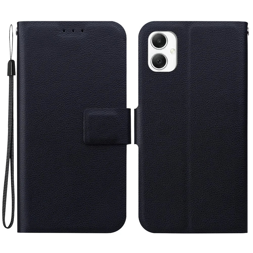 For Samsung Galaxy A06 4G Case Ultra-Thin PU Leather + TPU Phone Cover with Card Slot - Black - 1