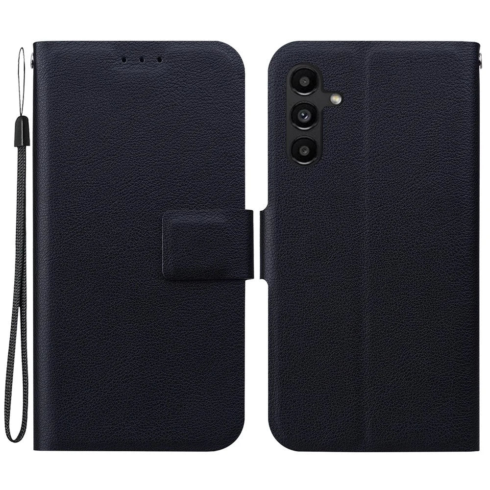 For Samsung Galaxy A15 5G / 4G Case Ultra-Thin PU Leather + TPU Phone Cover with Card Slot - Black - 1