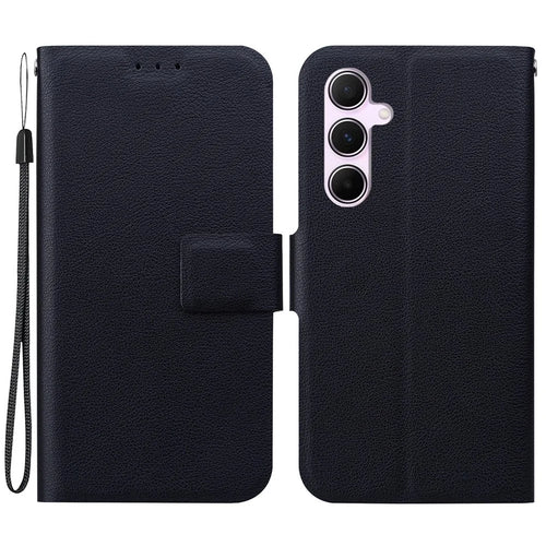 For Samsung Galaxy A55 5G Case Ultra-Thin PU Leather + TPU Phone Cover with Card Slot - Black - 1