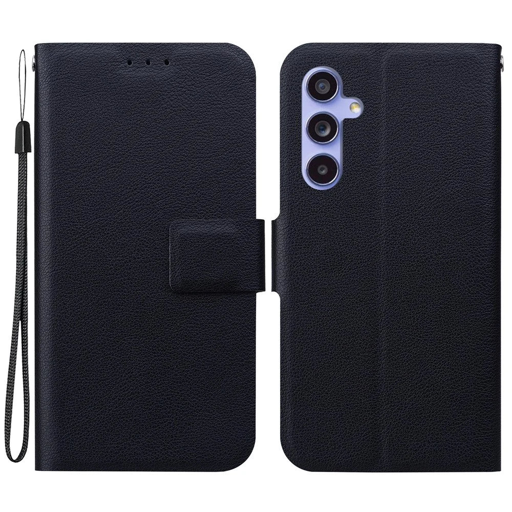 For Samsung Galaxy S23 FE Case Ultra-Thin PU Leather + TPU Phone Cover with Card Slot - Black - 1