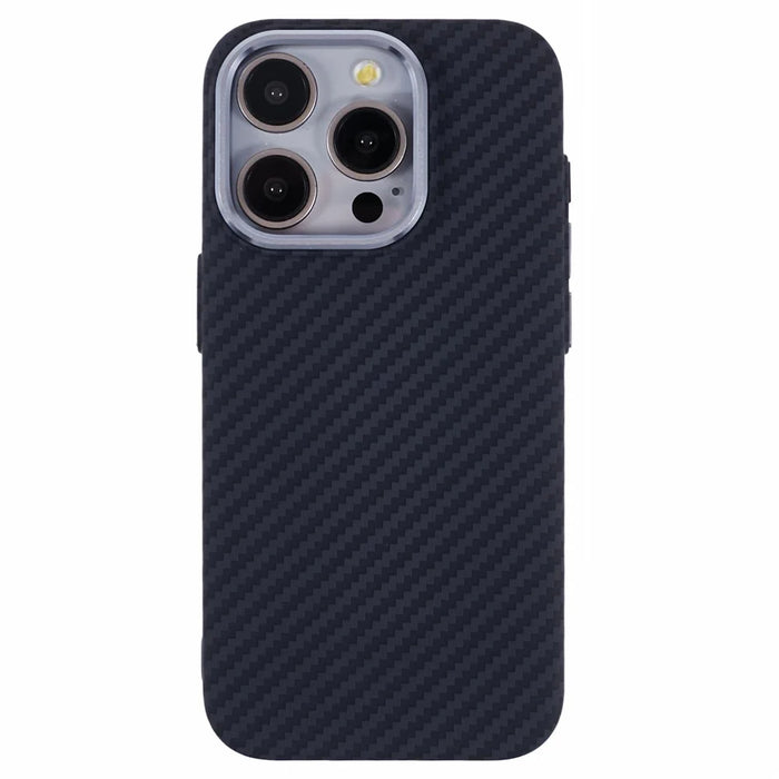 For iPhone 14 Pro Max Case Compatible with MagSafe Carbon Fiber Texture Water-Transfer PC Phone Cover - Black - 3