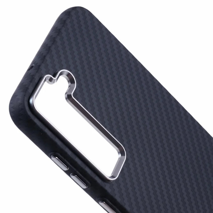 For Samsung Galaxy S23+ Case Magnetic Case Carbon Fiber Texture Water-Transfer PC Phone Cover - Black - 7