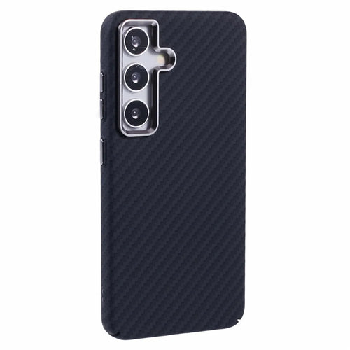 For Samsung Galaxy S24+ Magnetic Case Carbon Fiber Texture Water-Transfer PC Phone Cover - Black - 1