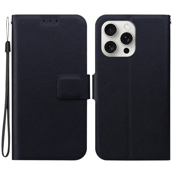 For iPhone 16 Pro Max Case Ultra-Thin PU Leather + TPU Phone Cover with Card Slot - Black - 1