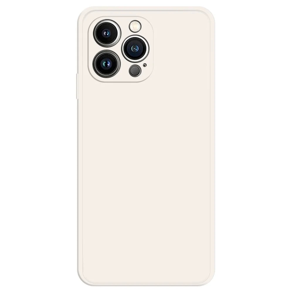 For iPhone 14 Pro Max Rubberized Soft TPU Phone Back Case Microfiber Lining Straight Edge Anti-scratch Cover - Beige - 1
