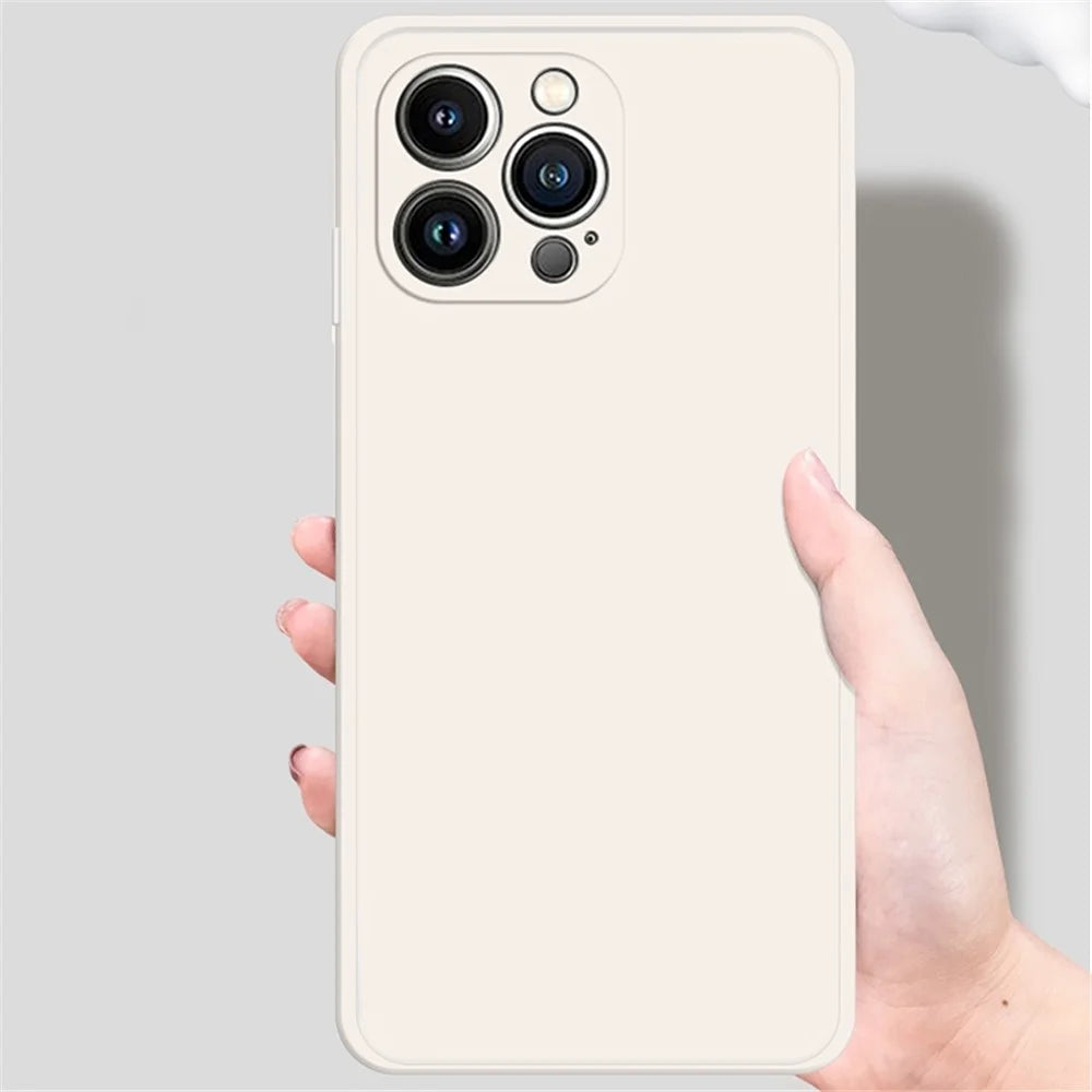 For iPhone 14 Pro Max Rubberized Soft TPU Phone Back Case Microfiber Lining Straight Edge Anti-scratch Cover - Beige - 3