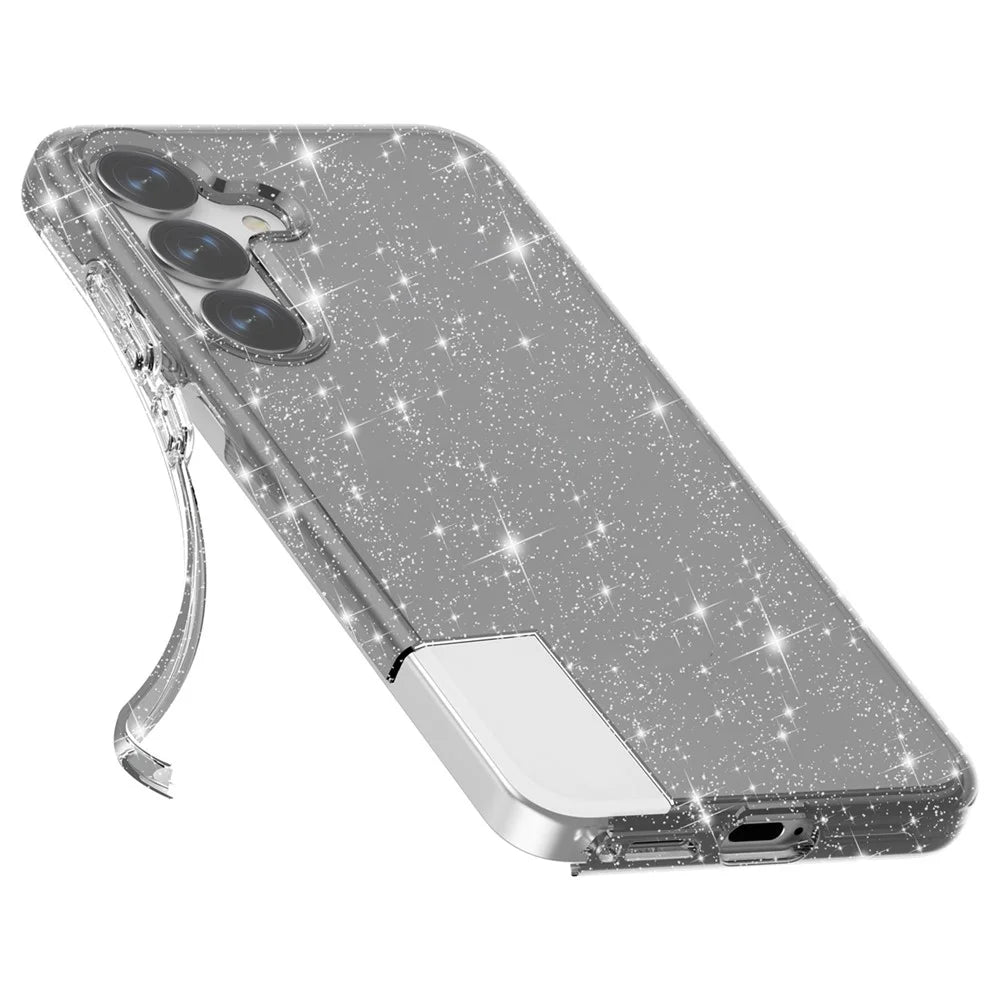 For Samsung Galaxy S25+ Case Anti-Scratch PC+TPU Sparkly Glitter Phone Cover - Black - 2