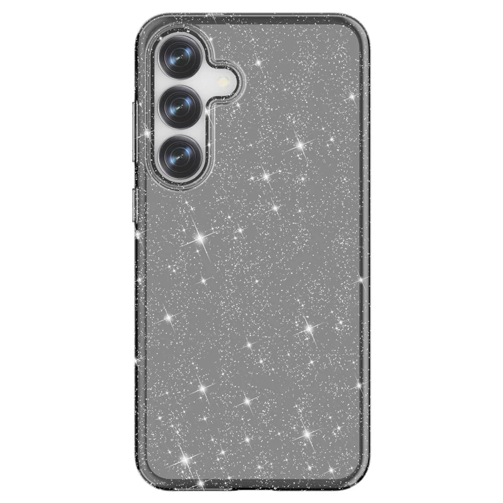 For Samsung Galaxy S25+ Case Anti-Scratch PC+TPU Sparkly Glitter Phone Cover - Black - 5