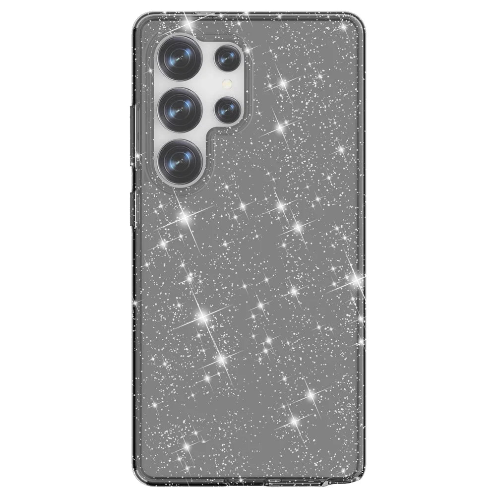 For Samsung Galaxy S25 Ultra Case Anti-Scratch PC+TPU Sparkly Glitter Phone Cover - Black - 5