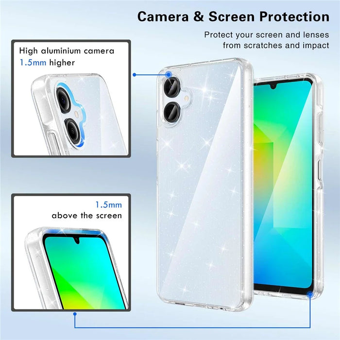 For Samsung Galaxy A06 4G Case PC + TPU Transparent Glitter Phone Cover - 7