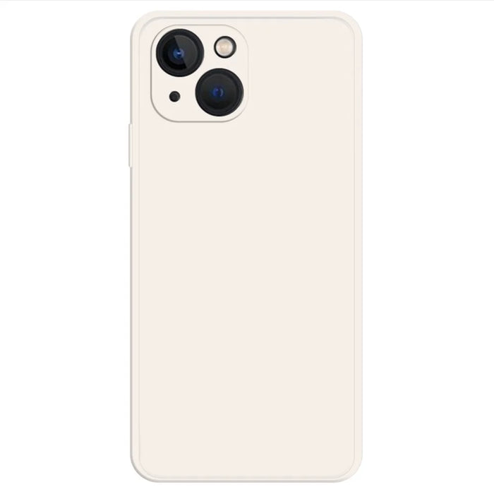 For iPhone 14 Rubberized TPU Phone Anti-Drop Case Microfiber Lining Straight Edge Cell Phone Back Cover - Beige - 1
