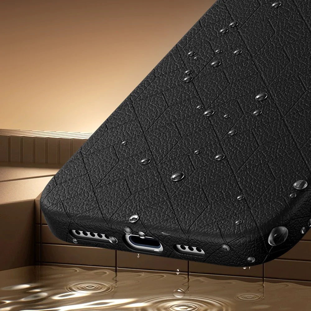 For iPhone 16 Case Compatible with MagSafe Metal Lens Frame Y Pattern PC+PU Phone Cover - Black - 4