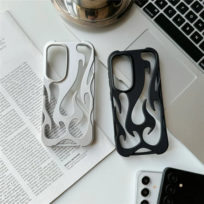 For Samsung Galaxy A54 5G Case Hollow Flame Design Matte TPU Phone Cover - Silver - 5
