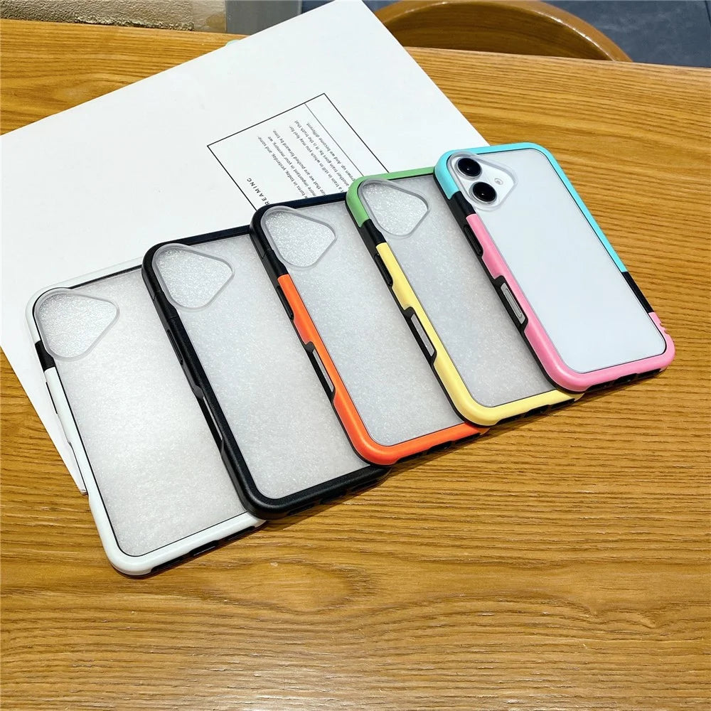 For iPhone 16 Plus Case Detachable 2-in-1 TPU+PC Clear Phone Cover - Pink  /  Blue - 7