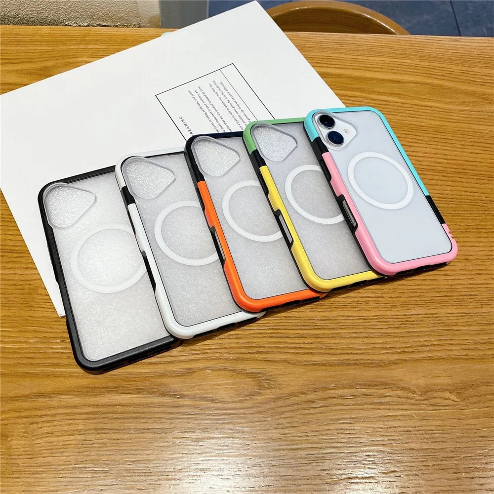 For iPhone 16 Case Compatible with MagSafe Detachable 2-in-1 TPU+PC Clear Phone Cover - Pink  /  Blue - 7