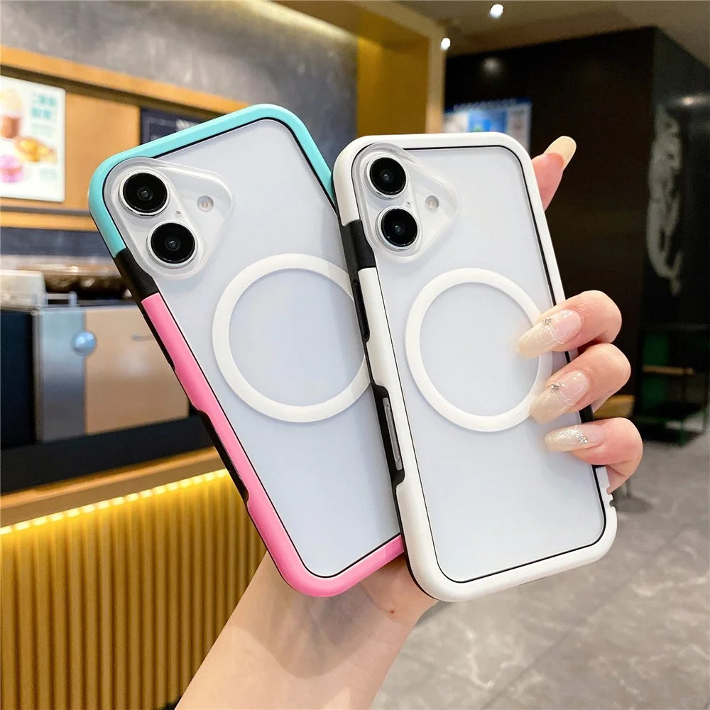 For iPhone 16 Plus Case Compatible with MagSafe Detachable 2-in-1 TPU+PC Clear Phone Cover - Pink  /  Blue - 6