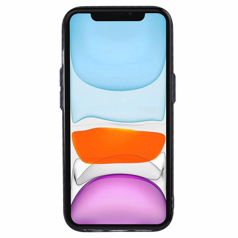 For iPhone 11 Case Compatible with MagSafe Carbon Fiber Texture Water-Transfer PC Phone Cover - Black - 2
