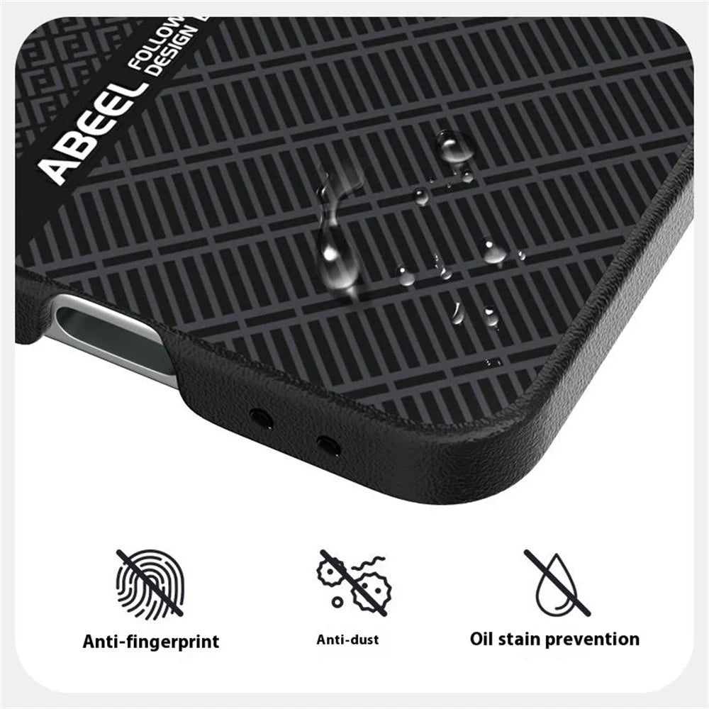 ABEEL For Samsung Galaxy Z Flip5 5G Magnetic Case PC + Aluminum Alloy + PU Leather Slim Phone Back Cover - Texture 1 - 5