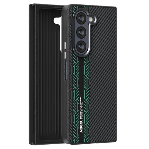 ABEEL For Samsung Galaxy Z Fold5 5G Magnetic Case PC + Aluminum Alloy + PU Leather Slim Phone Back Cover - Texture 2 - 2