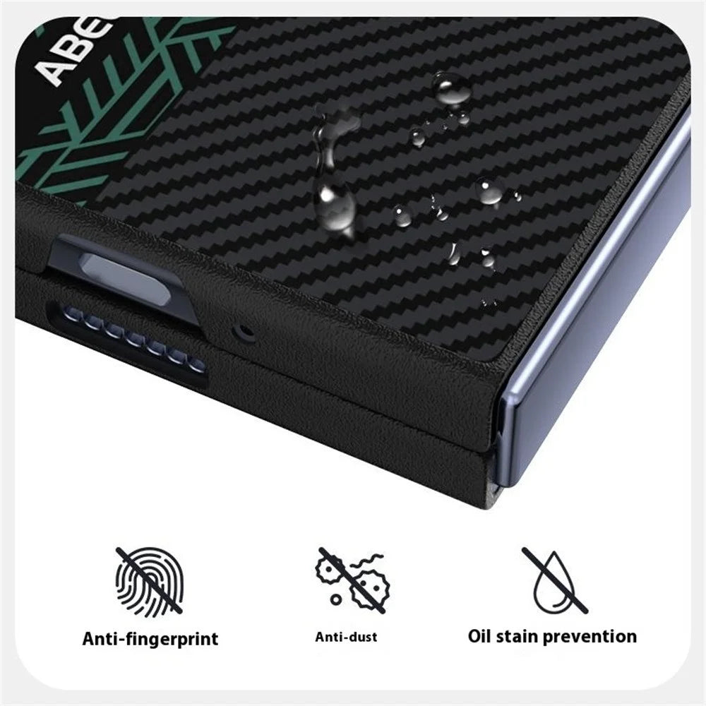 ABEEL For Samsung Galaxy Z Fold5 5G Magnetic Case PC + Aluminum Alloy + PU Leather Slim Phone Back Cover - Texture 2 - 5