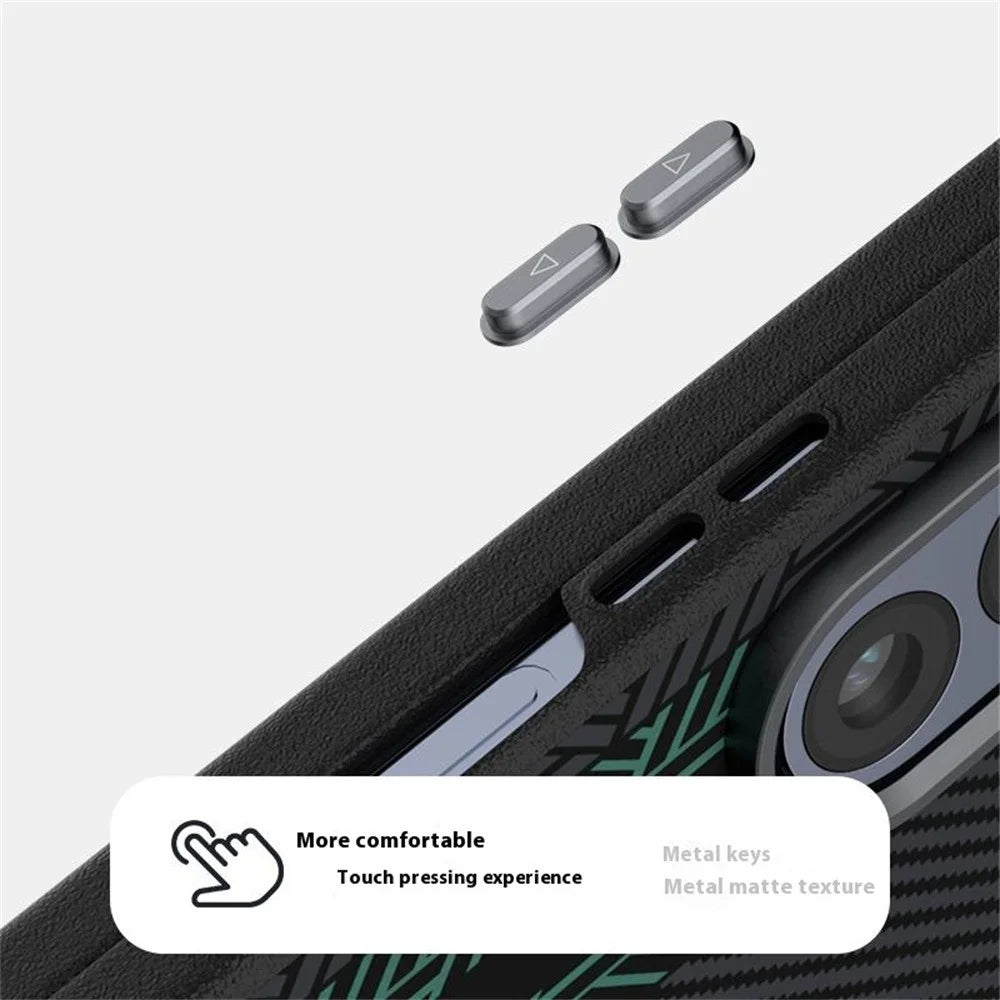 ABEEL For Samsung Galaxy Z Fold5 5G Magnetic Case PC + Aluminum Alloy + PU Leather Slim Phone Back Cover - Texture 2 - 6