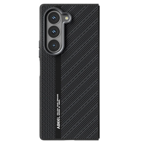 ABEEL For Samsung Galaxy Z Fold6 5G Magnetic Case PC + Aluminum Alloy + PU Leather Slim Phone Back Cover - Texture 1 - 1