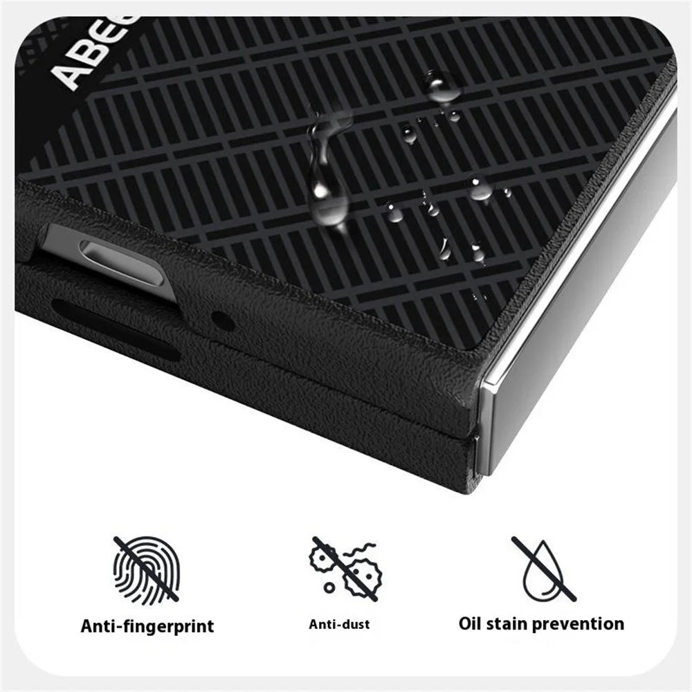 ABEEL For Samsung Galaxy Z Fold6 5G Magnetic Case PC + Aluminum Alloy + PU Leather Slim Phone Back Cover - Texture 1 - 5