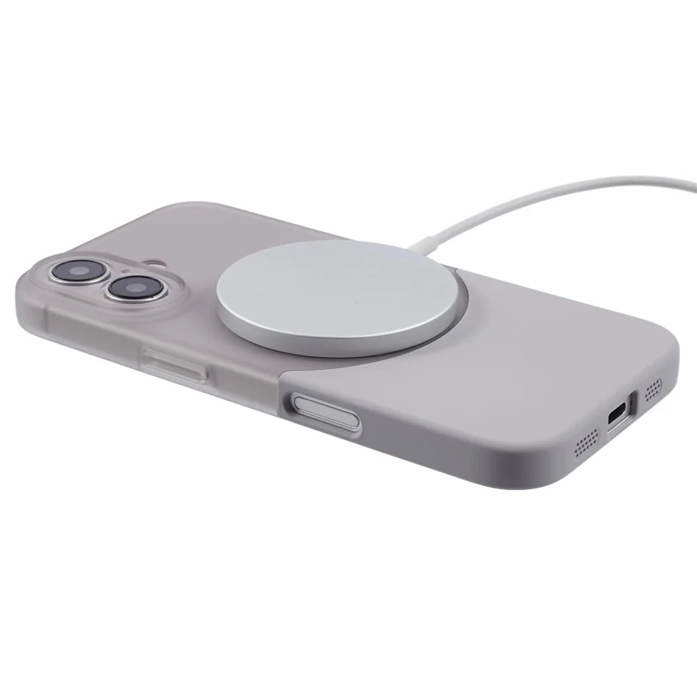 For iPhone 16 Case Compatible with MagSafe Splicing Color Drop-Proof PC Phone Cover - Grey - 4
