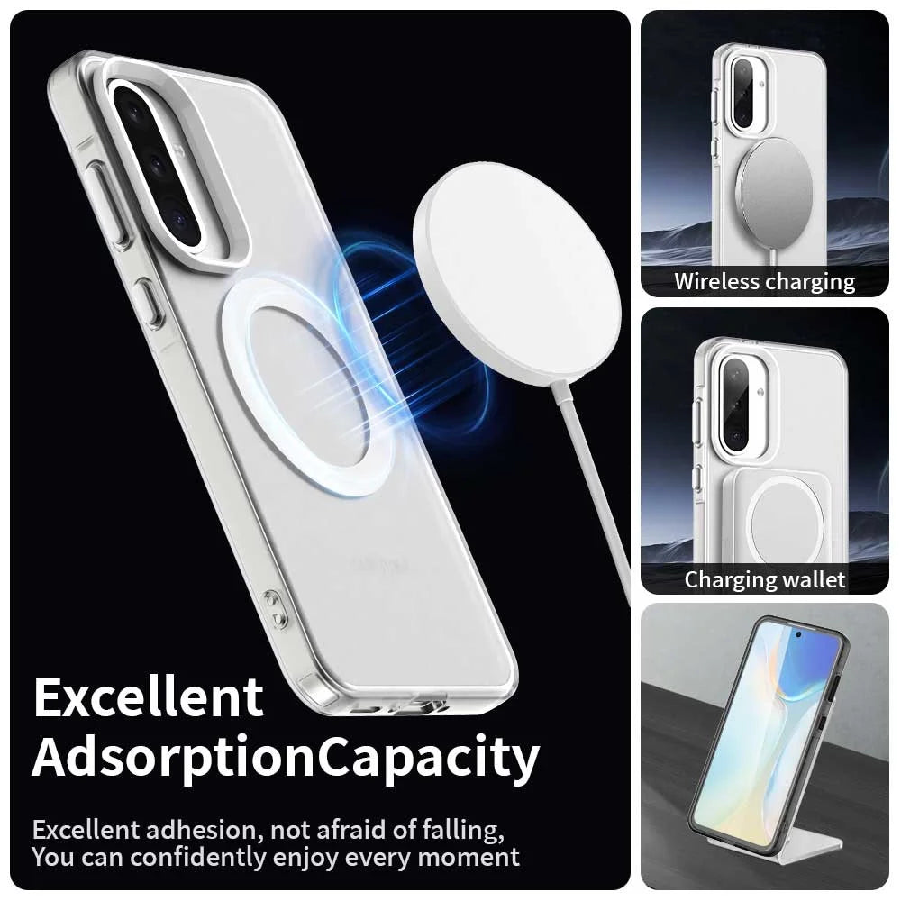 For Samsung Galaxy A36 5G / A56 5G Magnetic Case PC+TPU+PET Anti-Drop Phone Cover - White - 3