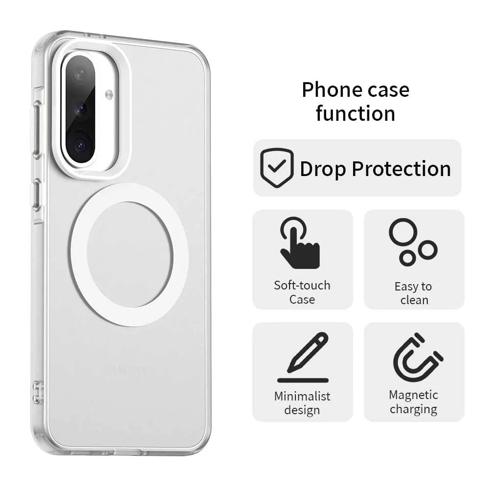 For Samsung Galaxy A36 5G / A56 5G Magnetic Case PC+TPU+PET Anti-Drop Phone Cover - White - 4