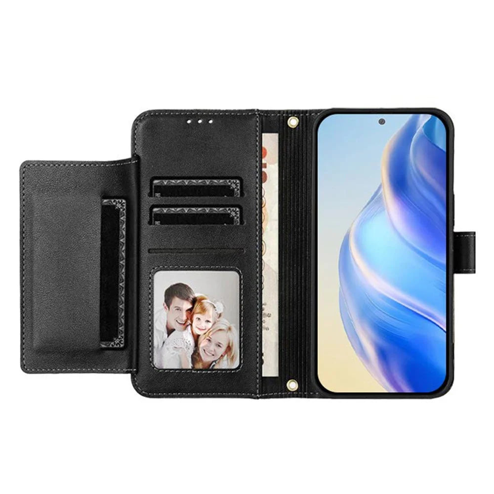 For Samsung Galaxy A37 5G / A56 5G / A36 5G Case Zipper Pocket Multiple Card Slots Leather Phone Cover - Black - 2
