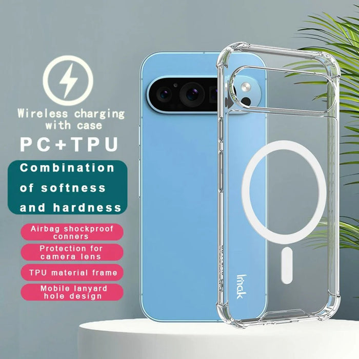 IMAK For Google Pixel 9 Pro XL Clear Magnetic Case Shockproof PC+TPU Phone Cover - 3