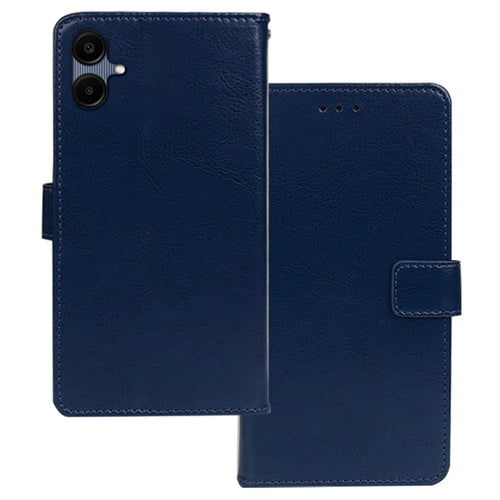 IDEWEI For Samsung Galaxy A06 4G Case Card Slots Holder Leather Phone Cover Crazy Horse Texture - Blue - 1
