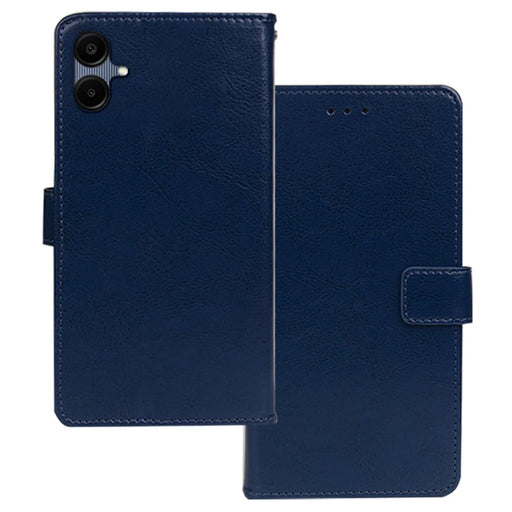 IDEWEI For Samsung Galaxy A06 4G Case Card Slots Holder Leather Phone Cover Crazy Horse Texture - Blue - 1