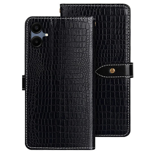 IDEWEI For Samsung Galaxy A06 4G Case Crocodile Texture PU Leather Flip Phone Cover - Black - 1