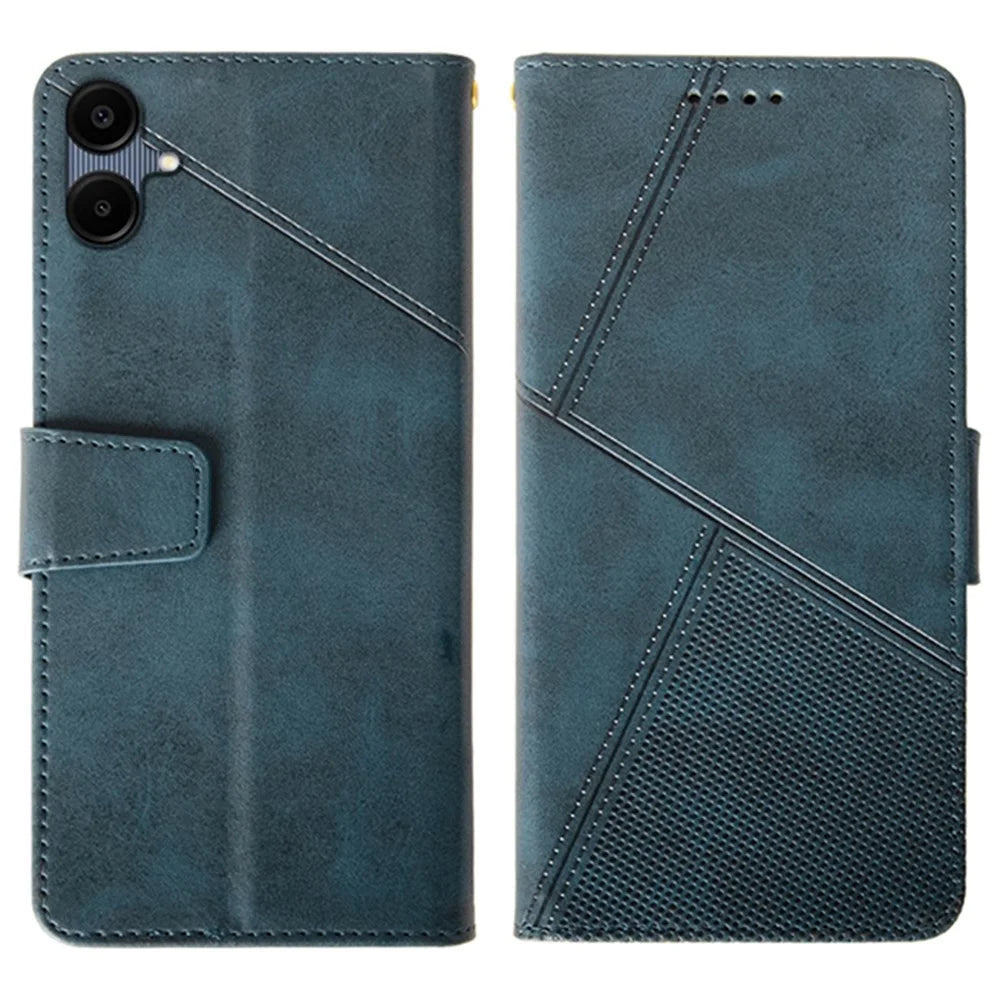 IDEWEI For Samsung Galaxy A06 4G Case Leather Wallet Phone Cover Stand Calf Texture - Blue - 1