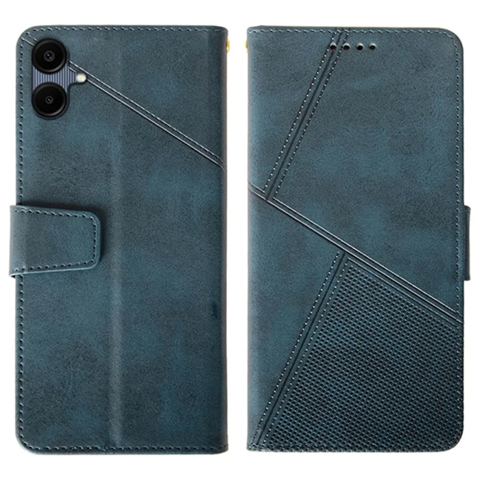 IDEWEI For Samsung Galaxy A06 4G Case Leather Wallet Phone Cover Stand Calf Texture - Blue - 1