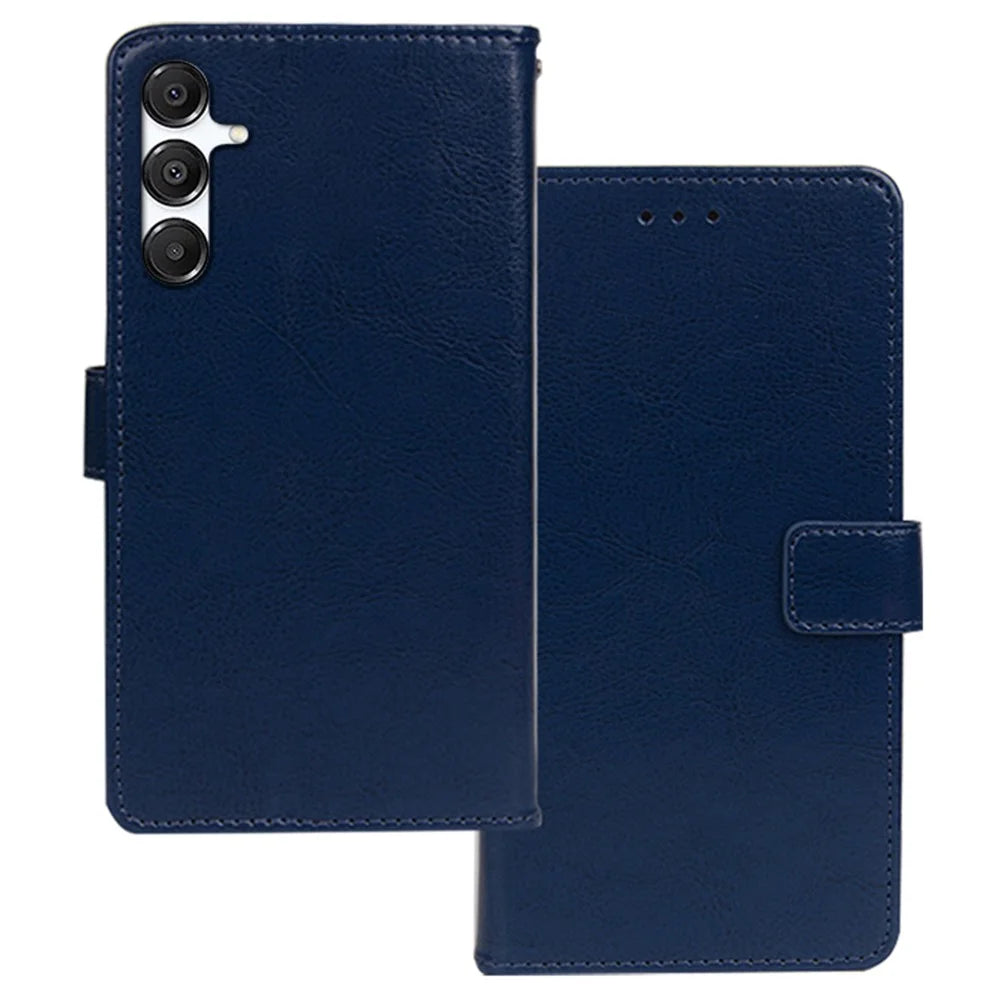 IDEWEI For Samsung Galaxy A16 5G  /  4G Case Card Slots Holder Leather Phone Cover Crazy Horse Texture - Blue - 1