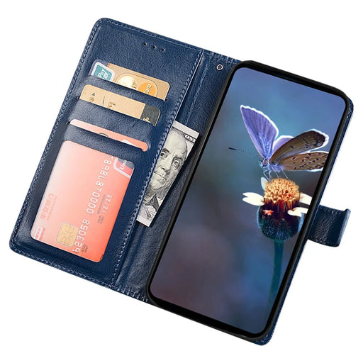 IDEWEI For Samsung Galaxy A16 5G  /  4G Case Card Slots Holder Leather Phone Cover Crazy Horse Texture - Blue - 2