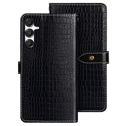IDEWEI For Samsung Galaxy A16 5G  /  4G Case Crocodile Texture PU Leather Flip Phone Cover - Black - 1