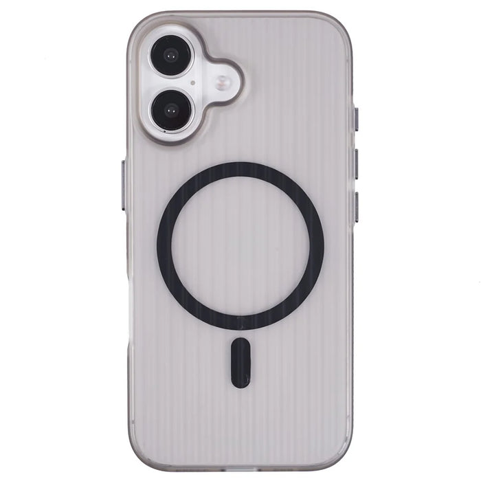 For iPhone 16 Case Corrugated Texture Phone Cover PC Shell Compatible with MagSafe - Black Edge - 3
