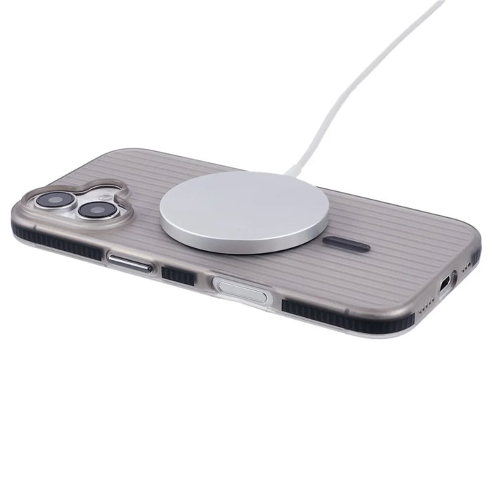 For iPhone 16 Plus Case Corrugated Texture Phone Cover PC Shell Compatible with MagSafe - Black Edge - 4