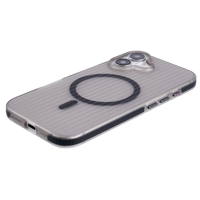 For iPhone 16 Plus Case Corrugated Texture Phone Cover PC Shell Compatible with MagSafe - Black Edge - 5