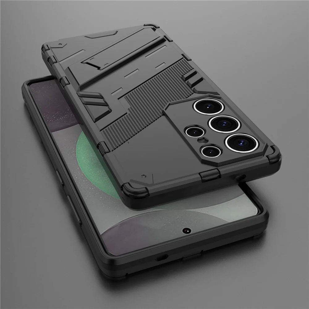For Samsung Galaxy S25 Ultra Case PC+TPU Shockproof Phone Cover with Kickstand - Black - 7